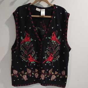 Bobbie Brooks Black Knit Vest with Cardinals